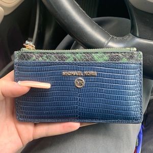 Michael kors wallet, blue and green snake skin, good condition